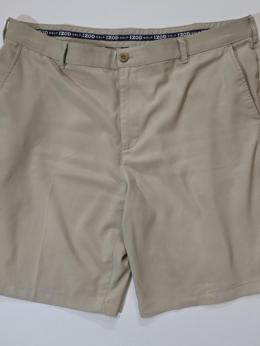 Izod Swing Flex Performance Golf Shorts Mens 40 Straight Beige Preppy Activewear